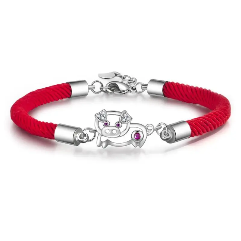 

String Bracelet Handmade Jewelry Couple Gifts Woman Bracelet Lucky Lovely Pig Bracelet Red Rope Adjustable