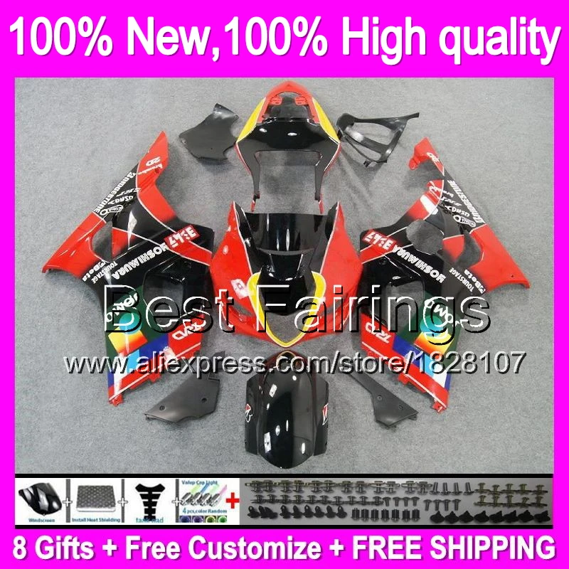 

Red jomo Fairing For SUZUKI GSXR 1000 2003 2004 GSX-R1000 K3 8#751 GSX R1000 GSXR-1000 K3 03-04 GSXR1000 03 04 +Decal Red blac
