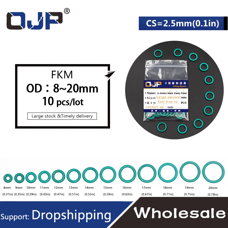Rubber Ring O ring Seal OD8/9/10/11/12/13/14/15/16/17/18/19/20*2.5mm Thickness O-Ring Oil Ring Gaskets 10PCS/lot rubber o rings silicone o rings keycap o rings