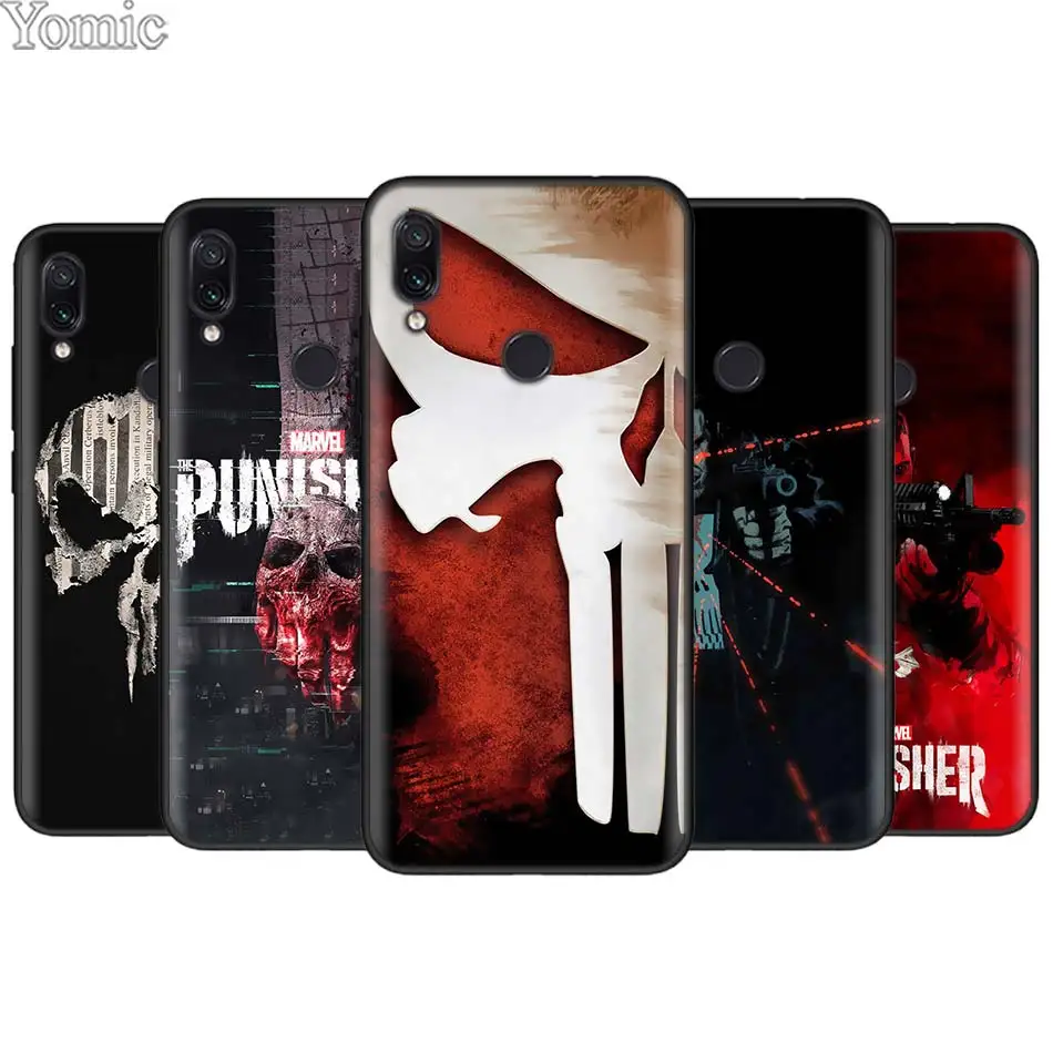 

The Punisher for Xiaomi Redmi 7 6 5 Note 7 5 6 Pro 4X 5A 6A S2 GO Poco F1 TPU Black Soft Case Silicone Phone Case Cover