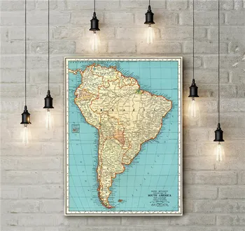 

1935 Antique SOUTH AMERICA Map Comprehensive Geography Learning Education Home Decor Canvas Wall Art Sticker Print Painting