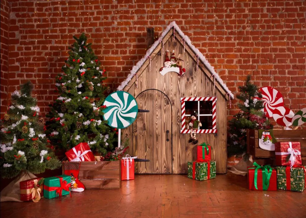 

SHANNY Vinyl Digital Printed Christmas Backdrops for Photography Horizontal Brick wall theme Photo Studio Background SZ-76