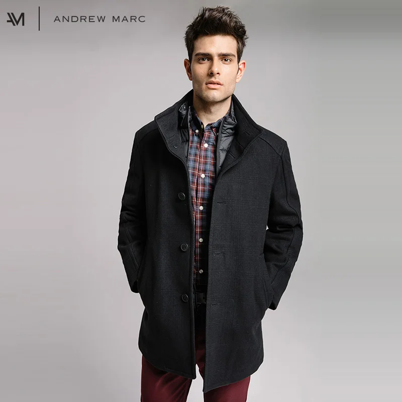 ANDREWMARC 2017 Man Woolen Blends Jacket Coat Business New