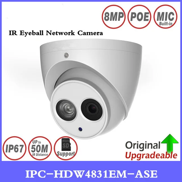 Dahua IPC-HDW4831EM-ASE 8MP ИК глазного яблока сети Камера H.265 WDR Смарт обнаружить Встроенный микрофон 50 м ИК Поддержка Micro SD карты IP67 PoE