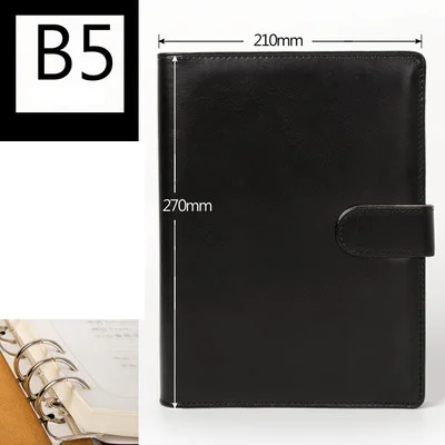 Милый A5 B5 спиральный блокнот 6 колец планировщик Органайзер личный дорожный дневник журнал бизнес Пряжка записная книжка канцелярские принадлежности - Цвет: B5 Black