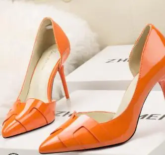 

2018 new Korean version of the slim high heel women's shoes stiletto high heel side hollow pointed solid color