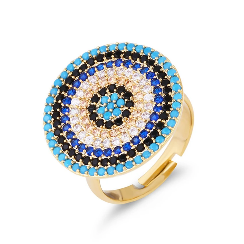 

Luxury Engagement Ring Multi-Color Cubic Zircon Crystal Adjustable Big Rings for Women Circle Fashion Jewelry