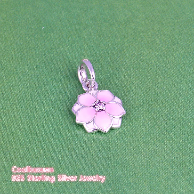 

Spring Authentic 925 Sterling Silver Magnolia Bloom Flowers Pendant Charms Beads Fits Pandora bracelets Enamel CZ Floral Charm