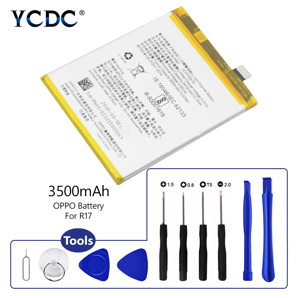 YCDC поле оригинальный мобильный телефон Батарея 3,85 V 3500 mAh оригинальный Батарея BLP681 BLP 681 для OPPO R17 + обслуживание инструменты