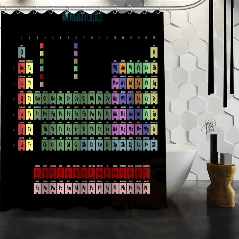 Периодической таблицы элементов белый Водонепроницаемый душ Шторы C435