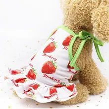 Товары для собак милые Клубничные принты дышащие на шнуровке летние платья для щенков и домашних животных жилет одежда