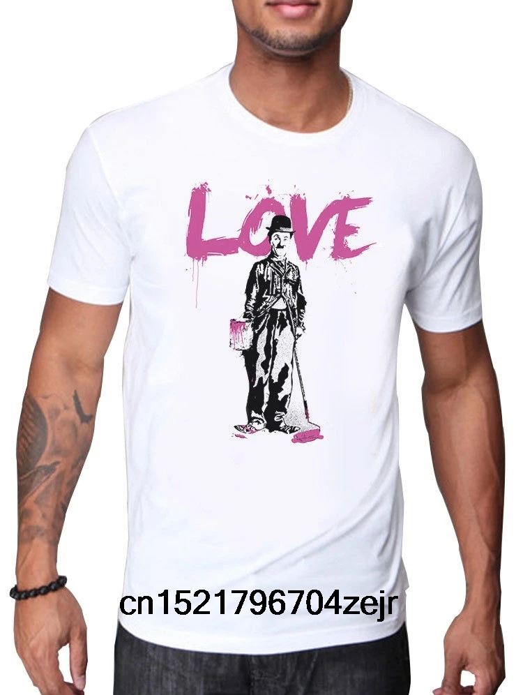 Мужская футболка Бэнкси стрит арт Charlie Chaplin Love дизайн забавная новинка wo для