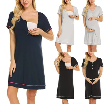 

Maternity Nursing Delivery Nightgowns Tracksuit Breastfeeding Gown Dress