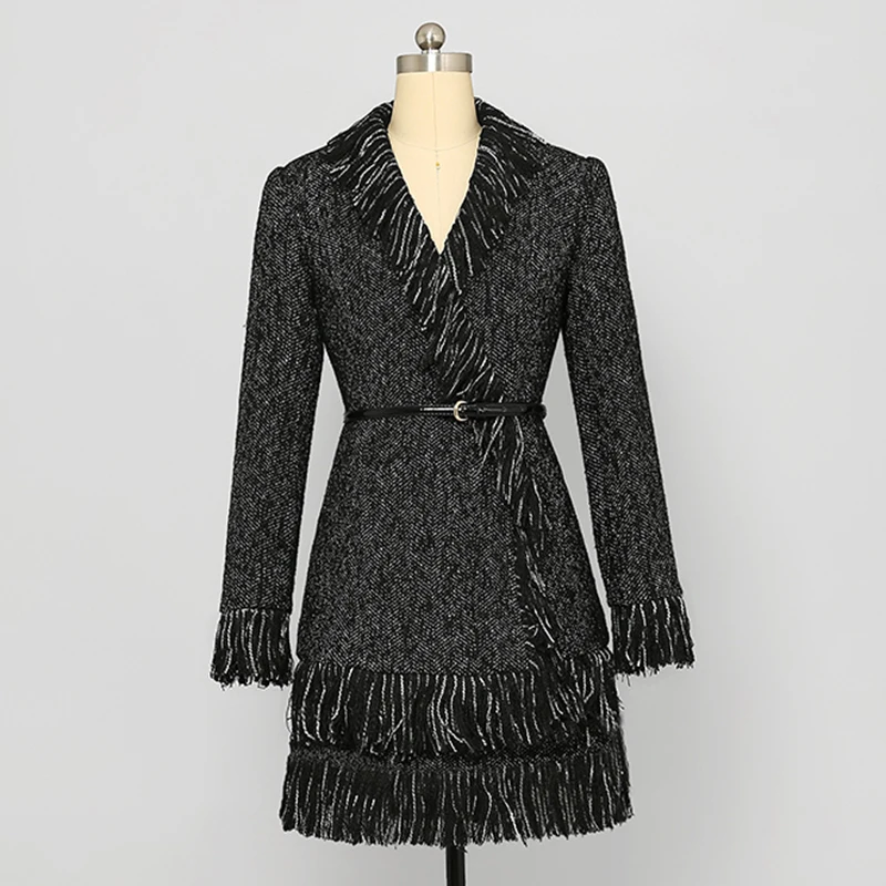 Mince Glands Longues Noir V eam Spectacle Black Col Taille Fendue Réglable Ld0465 Printemps Manches À Spliced Femme 2019 Manteau Rétro Commune 1w4qFA