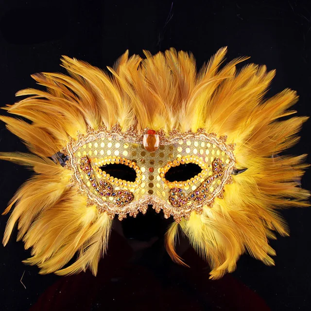 elegant color feather venice princess mask half face sequin decor masquerade dancing mask halloween party supplies - Dancing Halloween elegant color feather venice princess mask half face sequin decor masquerade dancing mask halloween party supplies - Dancing Halloween