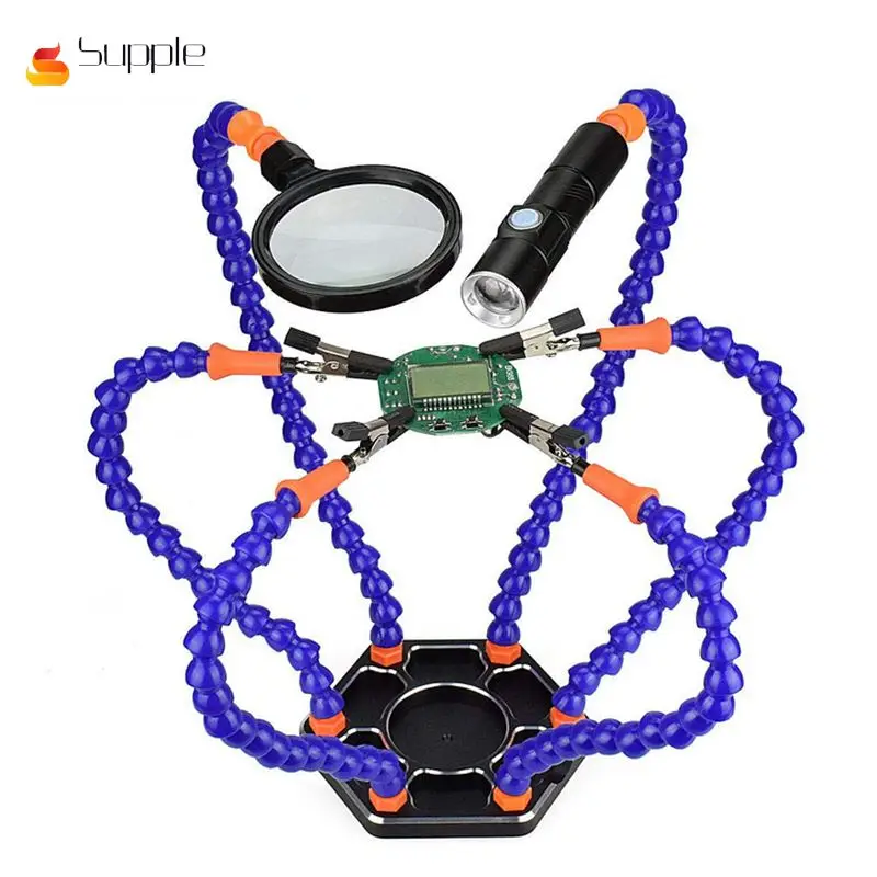 

Universal Metal Base Soldering Tool soldering station bracket workbench station with LED lamp magnifying glass and fixture