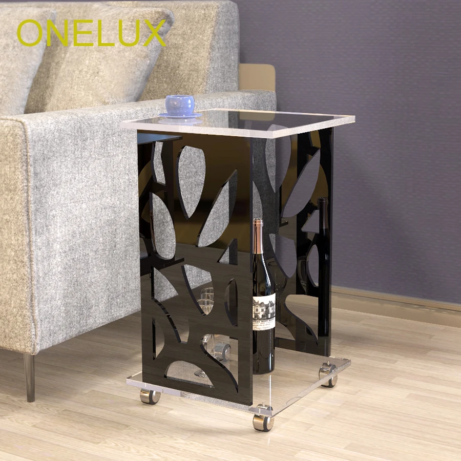 ONELUX محفورة الاكريليك عرضية/أريكة/الجانب/الشاي/مجلة الجدول على عجلات