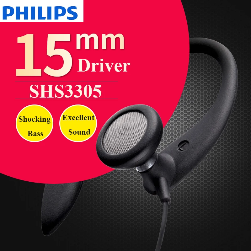 Оригинальные Наушники PHILIPS SHS3305, наушники, Висячие, спортивные наушники, поддержка смартфонов для huawei Xiaomi