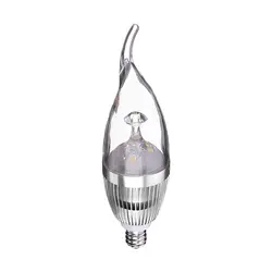 E12 3 Вт теплый белый светодиодный канделябр люстра в форме свечи светильник лампа базовый тип мощность E12 серебро 3 Вт теплый белый
