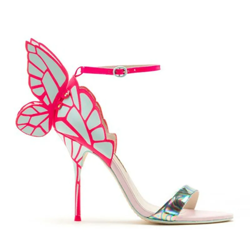 Sandalias Mujer; коллекция года; женские летние свадебные туфли на высоком каблуке; модные сандалии-гладиаторы с вышивкой в виде крыльев Ангела и бабочки