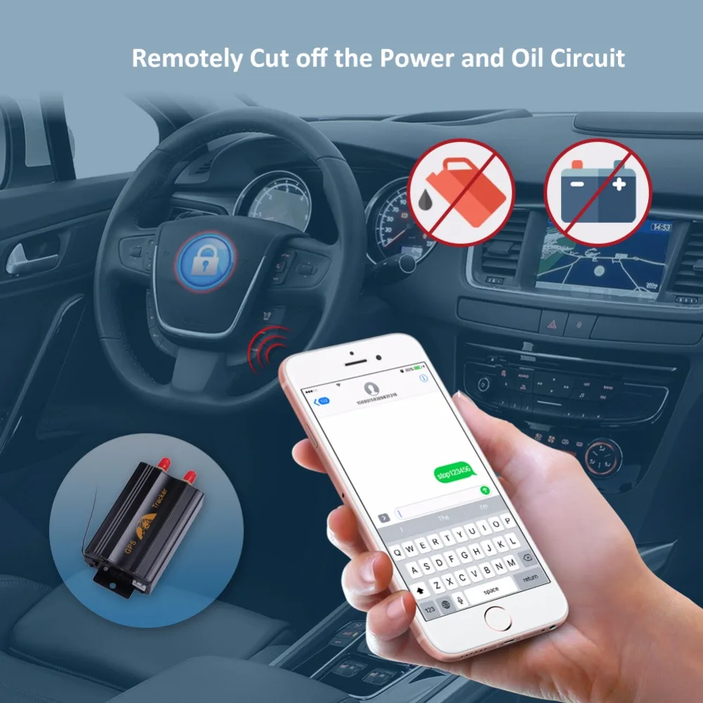 TK103B GPS Tracker Car Cut Off Oil GPS Tracker Locator Tracking Device Crawler Retainer GSM Voice Monitor Shock Alarm Free APP