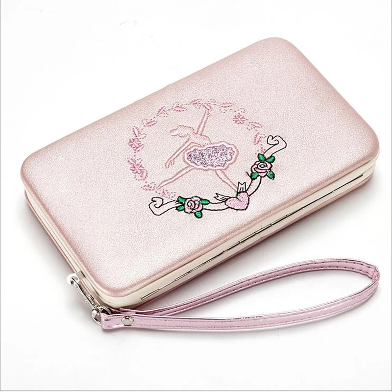 

2019 Fashion Embroidery Women purse women's wallet long clasp female money bag Dancelady wallets clutch PU leater Three fold 271