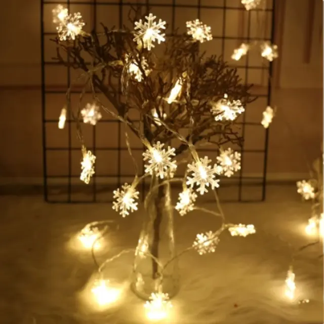 Splevis Battery Operated 220v Lights Led Snowfake String Fairy Splevis Battery Operated 220v Lights Led Snowfake String Fairy Christmas Wedding Home Indoor Decorative