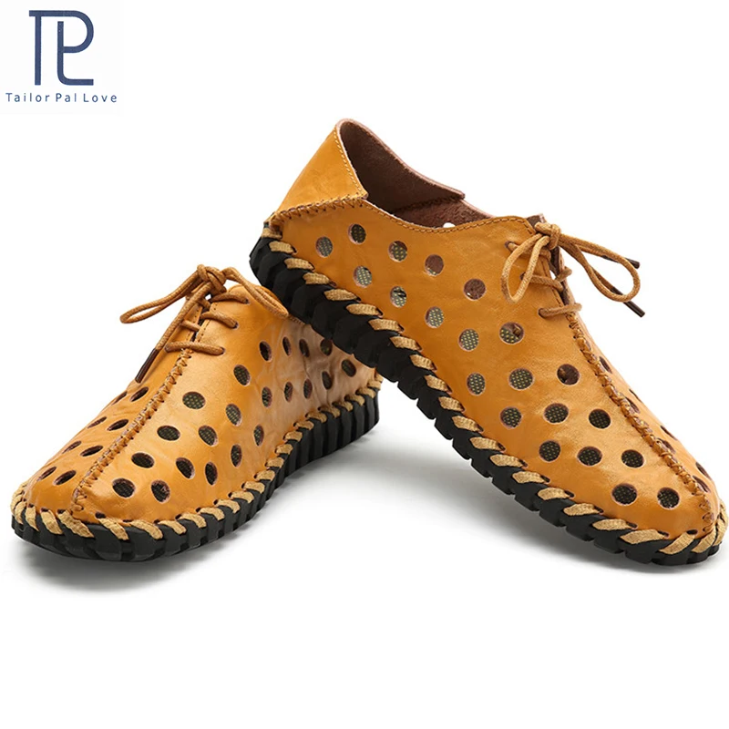 

Summer Breathable Men's Sandals Leather Loafers Casual Men's Non-slip Shoes Wear-resistant Soft Business Shoes 38-47