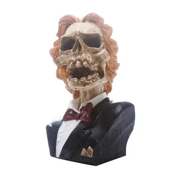 

Creative Resin Gentleman Artist Skull Statue Craft Sculpture Statues For Decoration Art Carving Halloween Home Decor Figurines