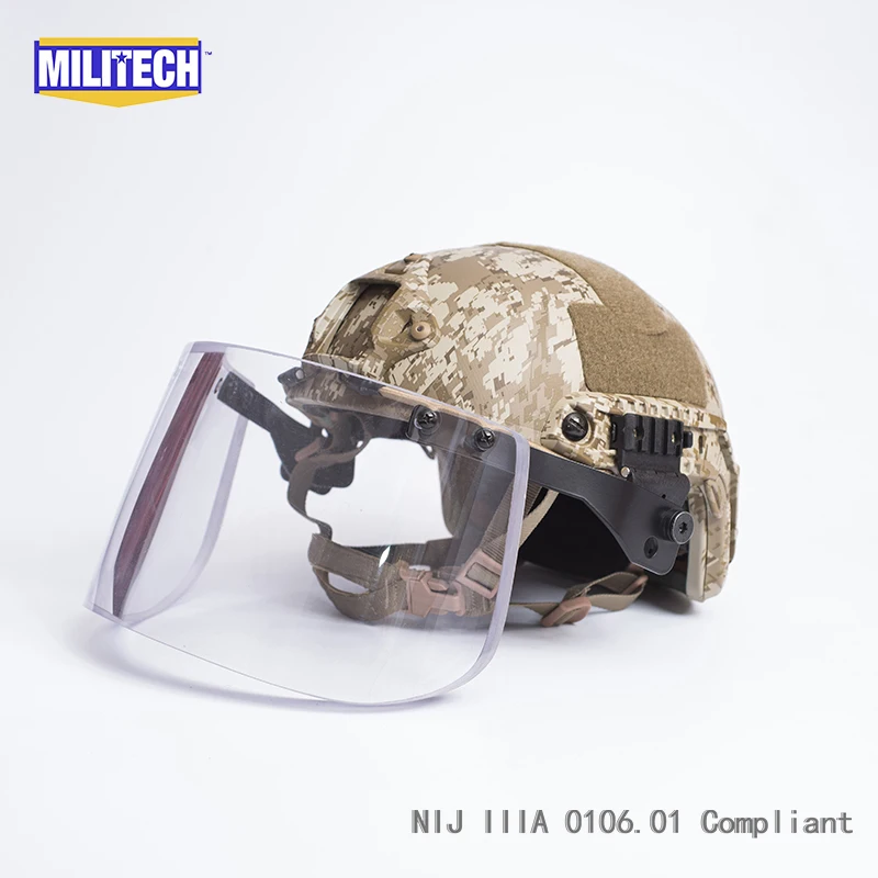 MILITECH AOR1 полный камуфляж Deluxe NIJ IIIA БЫСТРО Пуленепробиваемый Шлем и комплект козырька сделка Тактический шлем баллистических маска посылка