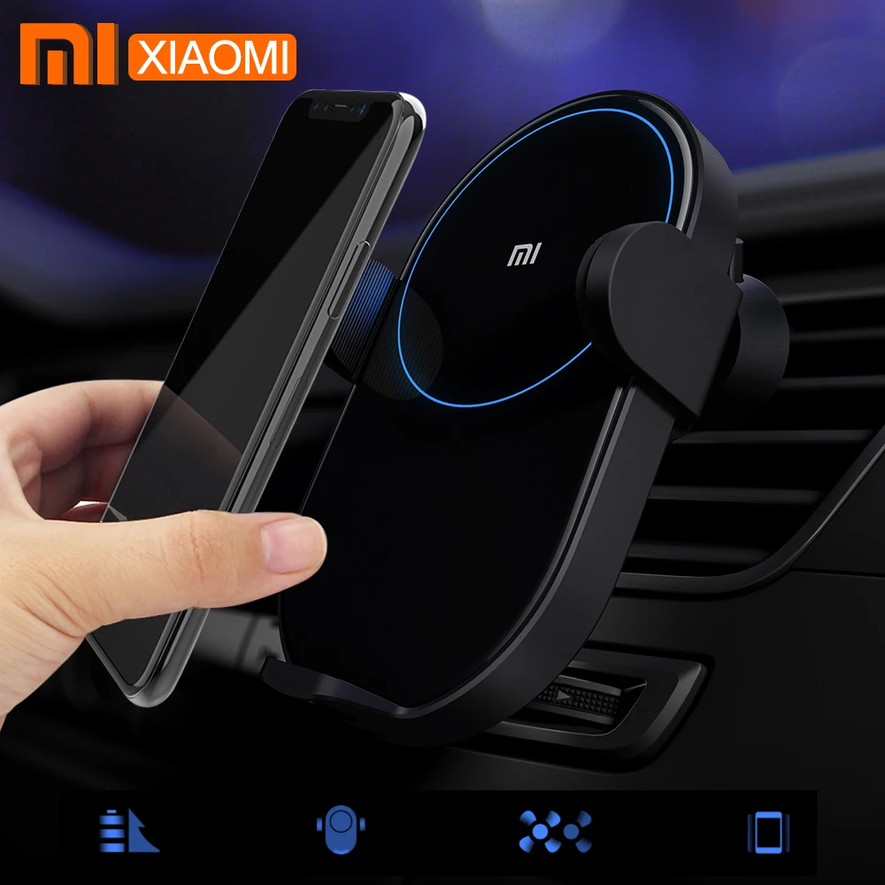 

Original Xiaomi Wireless Car Charger 20W Max Electric Auto Pinch 2.5D Glass Ring Lit For Mi 9 (20W) MIX 2S / 3 (10W) Qi