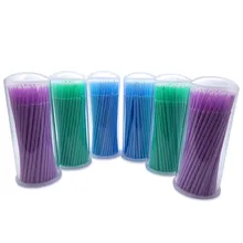 100pcs Disposable Colorful Cotton Swabs Eyelash Brushes Cleaning Swab Hot Natural Eyelashes Remover Tattoo Microbrush Kit