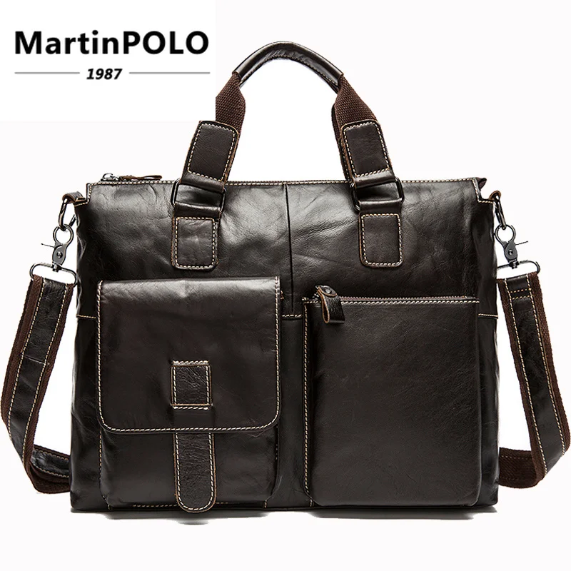 

Messenger Bags Men's Genuine Leather Men Shoulder Casual Male Briefcases Crossbody Bags for Documents Satchel Laptop Man MLT260