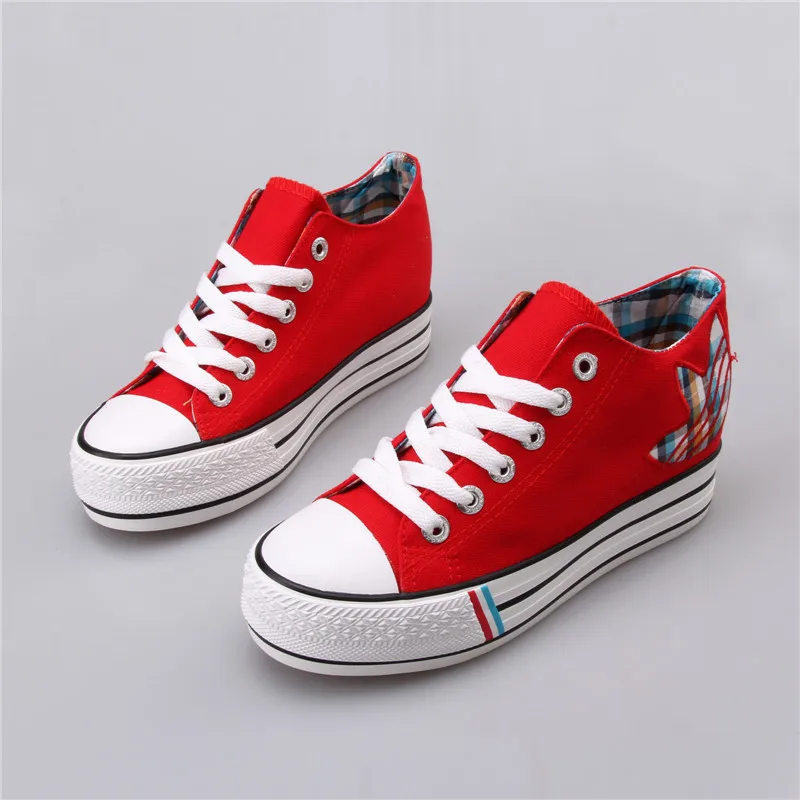 red and black canvas shoes