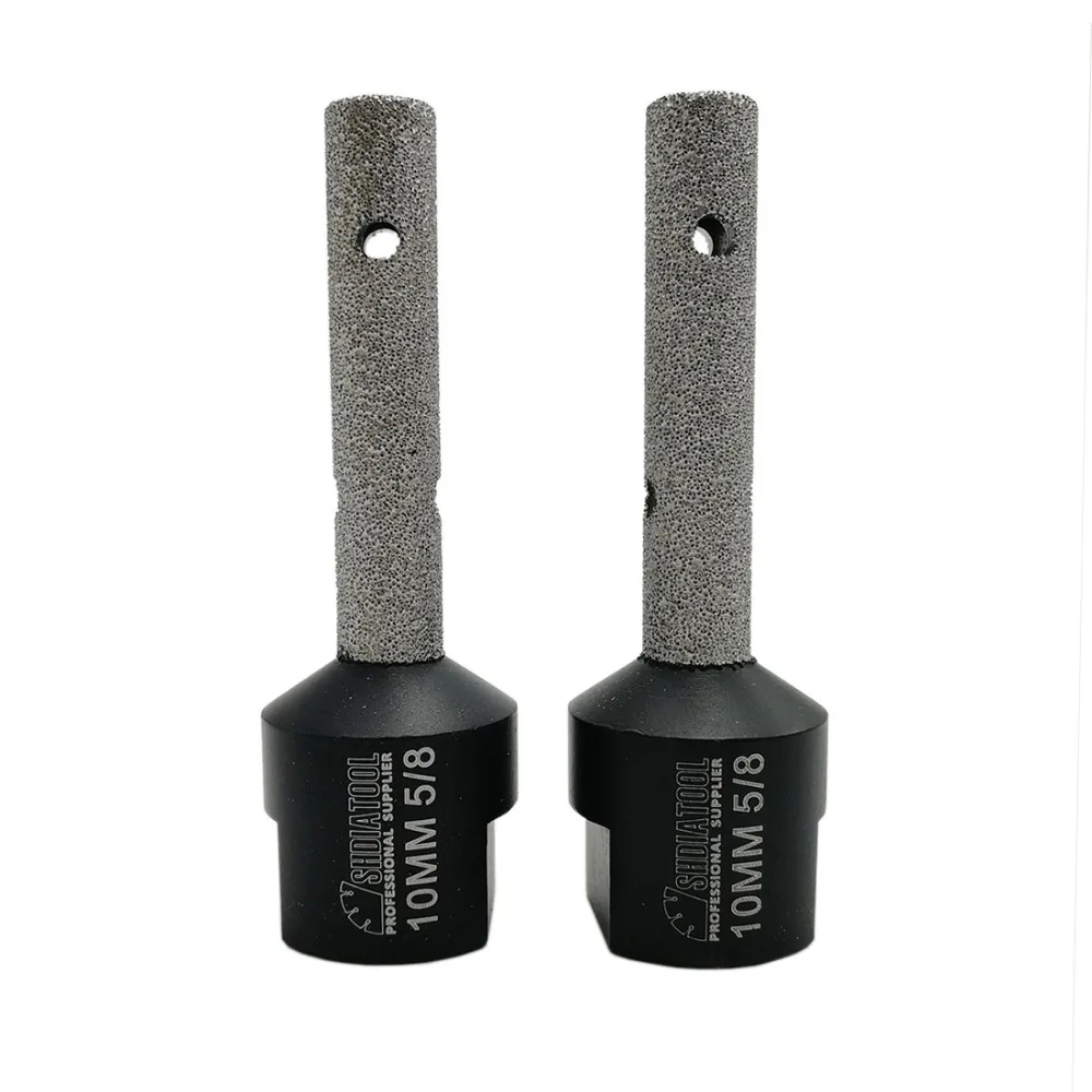 DIATOOL 2pcs Dia 10mm 5/8-11 Thread Vacuum Brazed Diamond Finger Bits Tile Stone Countertop Milling bits Enlarge shape Holes