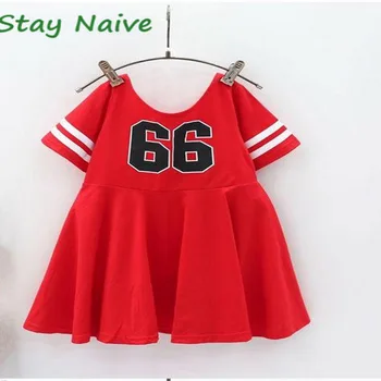 

Girls Windskin 2017 Summer New Girls Baby Round Collar Digital Striped Short Sleeve Dress