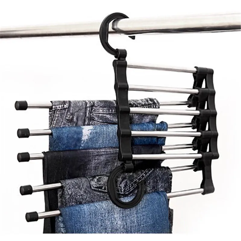 

5 in 1 Stainless Steel Magic Trousers Hanger Multifunction Retractable Pants Rack Trouser Hanger