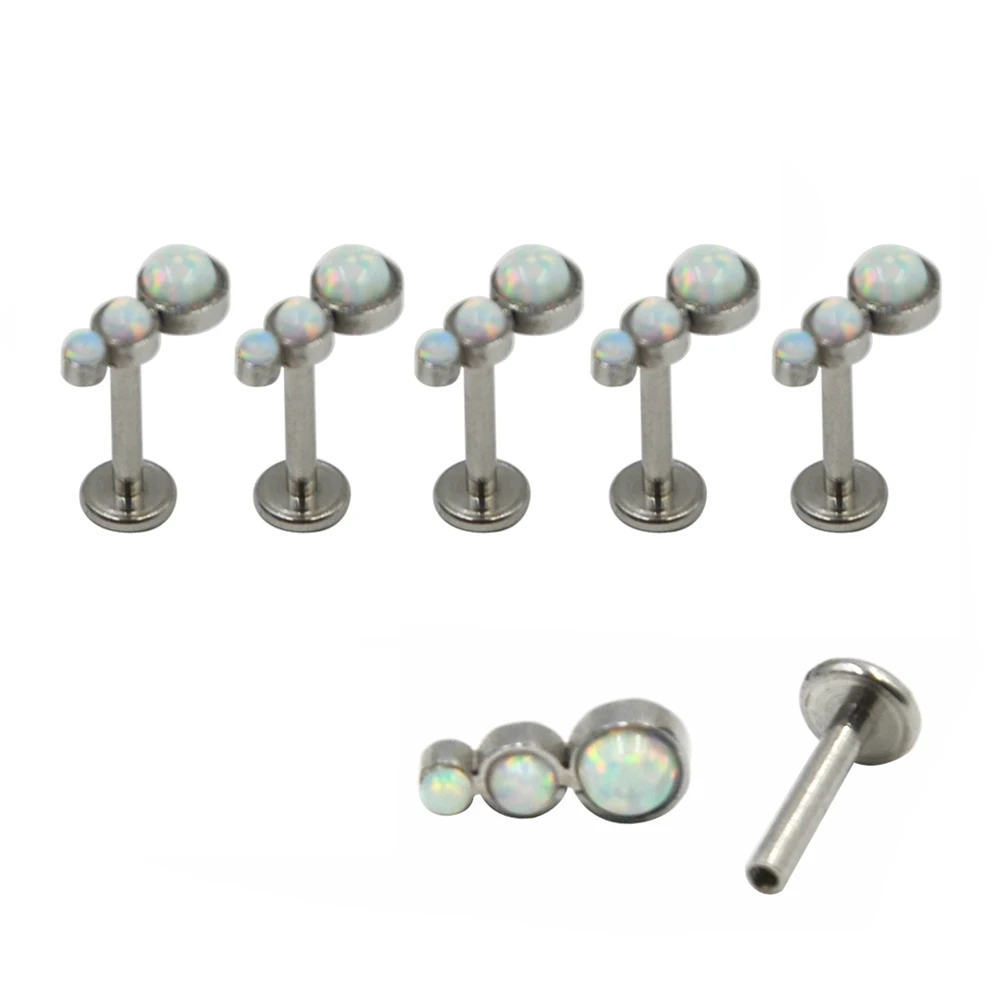 

Trio Fire Snow Opal Internally Thread Labret Stud Lip Rings Ear Tragus Cartilage Earring Helix Piercing Charming Jewelry 16g