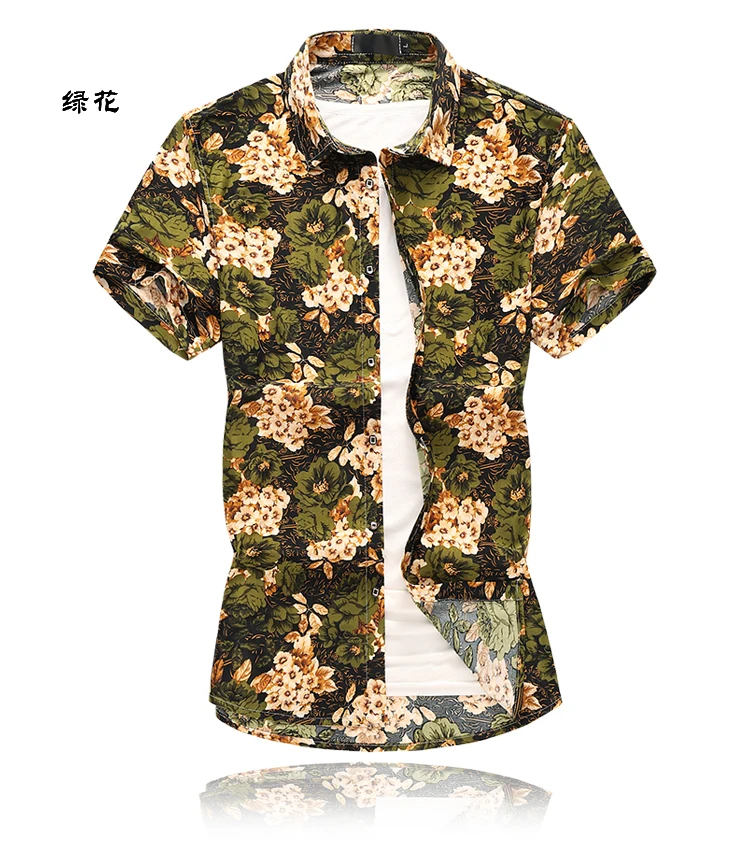 7XL 2019 Новая Летняя мода Мужская рубашка Slim Fit короткий рукав Футболка с цветочным принтом Мужская одежда Trend Plus Размеры мужские Повседневное