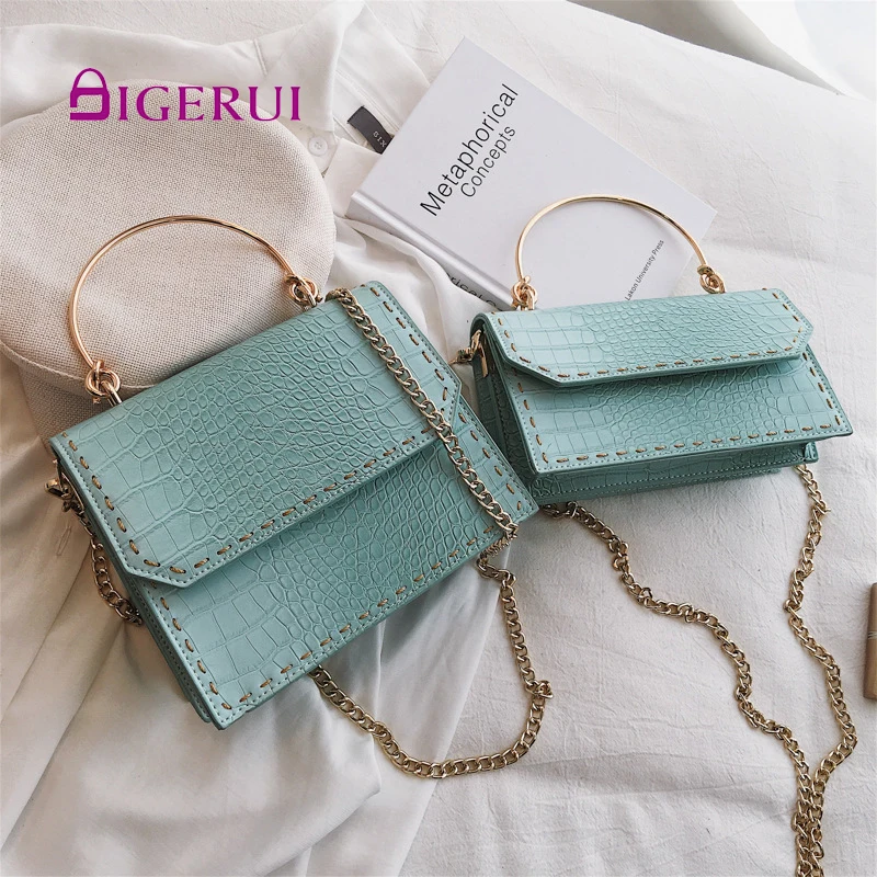 

DIGRUI Crocodile pattern Tote bag 2019 fashion PU leather Women Designer Handbag Chain shoulder female mssenger bag Bolsos Mujer