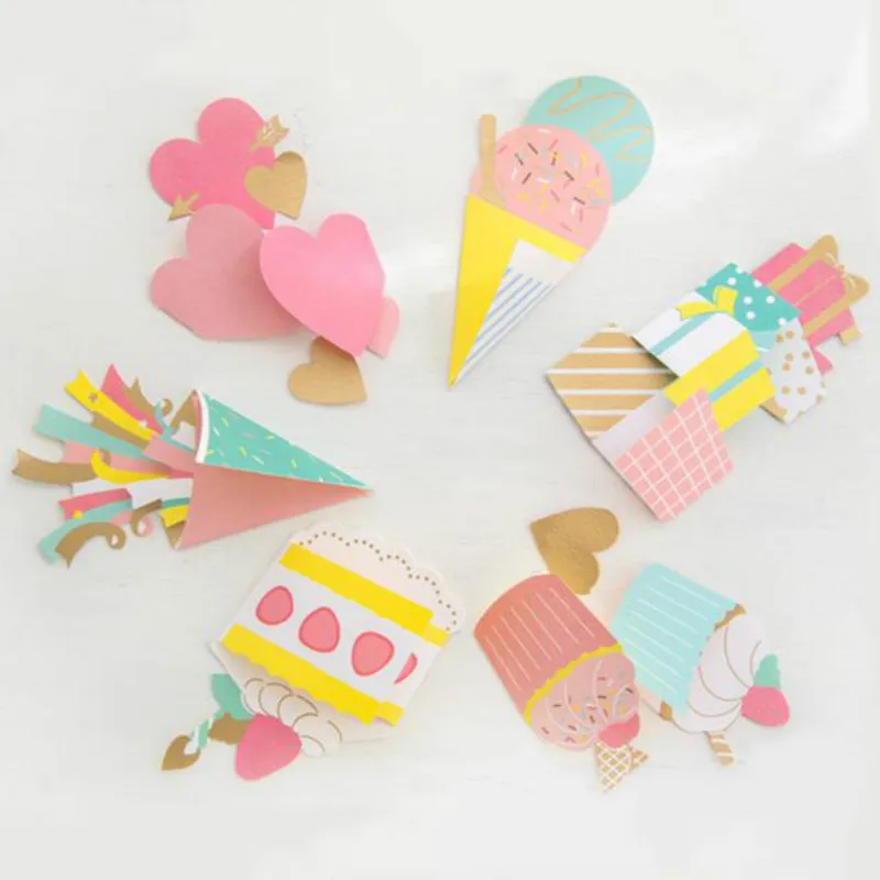 

10pcs/lot Invitation Cards Gift Tag Cake Ice Cream Shape Cute Design Korean Style Party Decoration 19070701