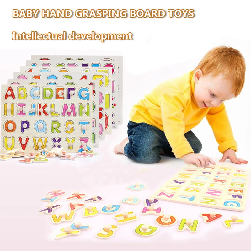 

Jigsaw Puzzle Wood Toys for Children Baby Hand Grasp Wooden Puzzle Alphabet and Digit Geometry Tangram Jigsaw Board Toy