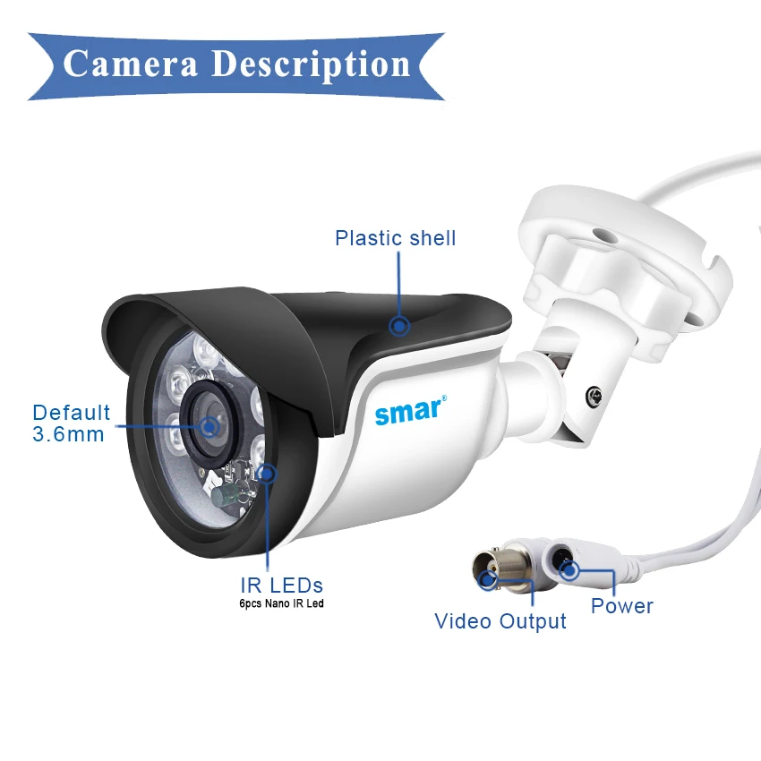 Smновая супер HD 3MP/5MP AHD камера водонепроницаемая 6* Nano IR LEDS камера безопасности AHDH система видеонаблюдения с кронштейном