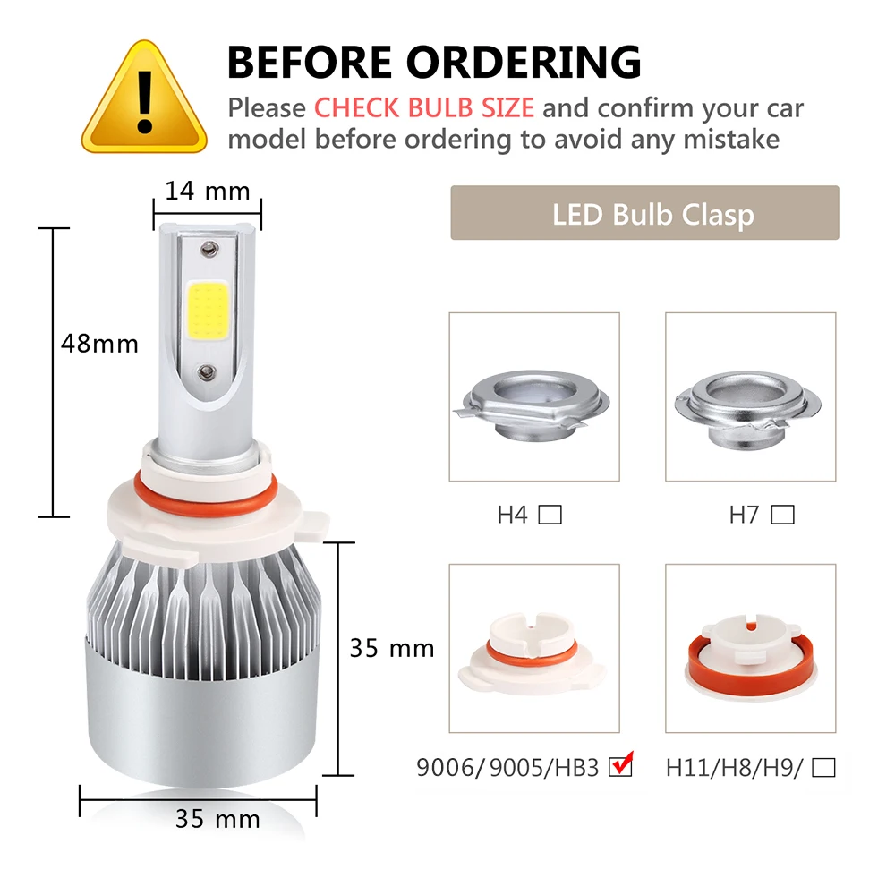 H4 LED H7 Автомобильная фара Одиночная Лампа H1 H11 9005 HB3 9006 HB4 двойная лампа супер яркие