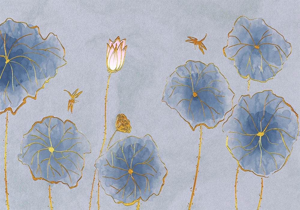 Custom 3d wallpaper modern fresh and elegant lotus TV background wall - silk waterproof material Custom 3d wallpaper modern fresh and elegant lotus TV background wall - silk waterproof material