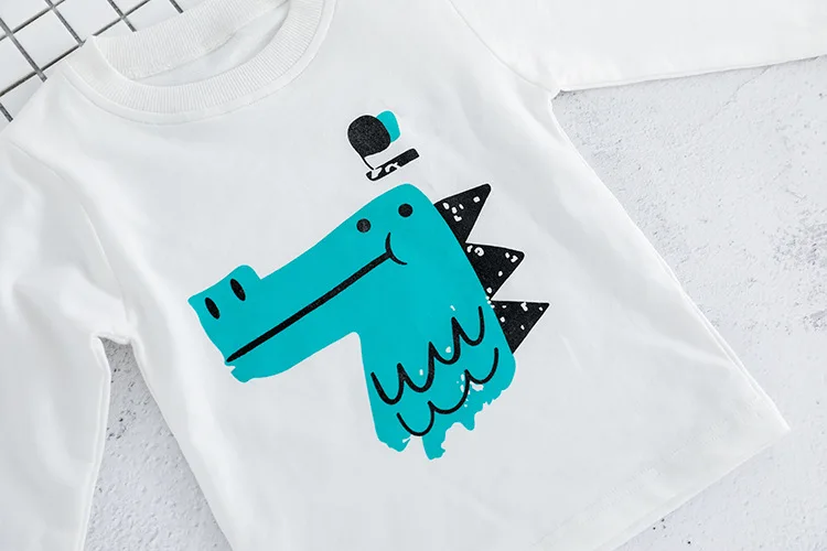 Cool boys fall dino outfits fashion hot sale jeans coat tops kids baby 3 pieces clothing set