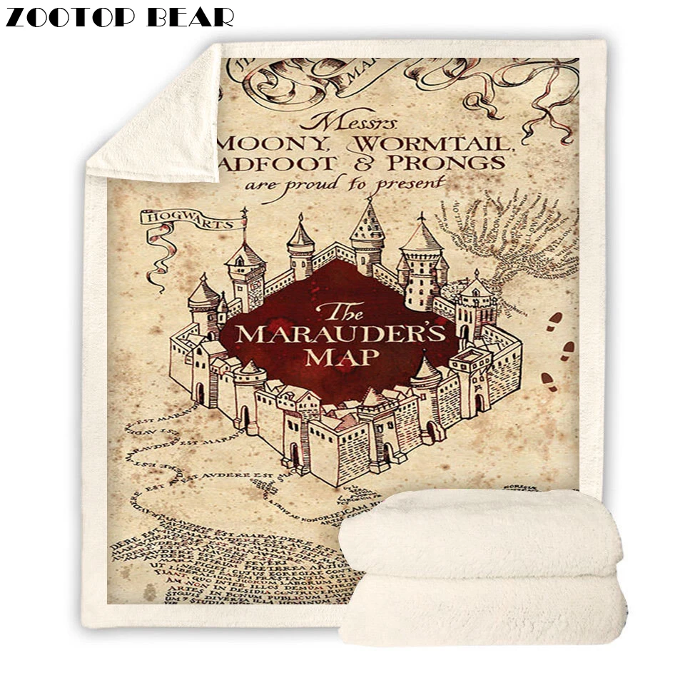 

Harry Potter Hoodie Blanket Plush Throw Blanket 3D Vintage Map Printed Sherpa Fleece Microfiber Throw Blanket 2019 Drop Shipping