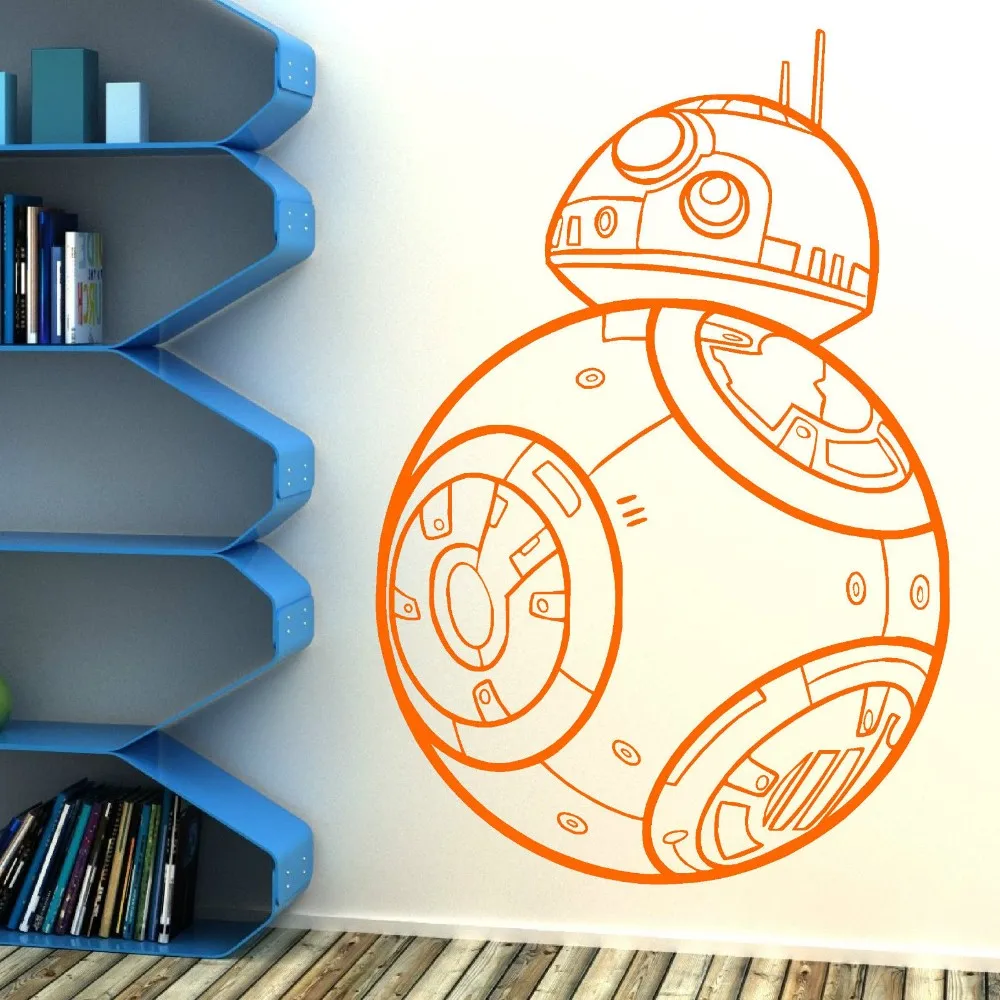 

Eco-friendly Star Wars BB-8 Droid The Force Awakens Vinyl Wall Art Sticker BB8 Kids Room Wall Paper Star War Movie Sticker