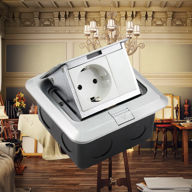 

250V 16A Waterproof European Standard Floor Socket Charger Adapter Socket for Office Kitchen Bedroom