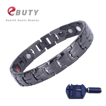 

EBUTY Black Stainless Steel Bracelet for Men Health Magnetic Energy Bracelets Bangle IONS Therapy Best Gift Wristband with Box